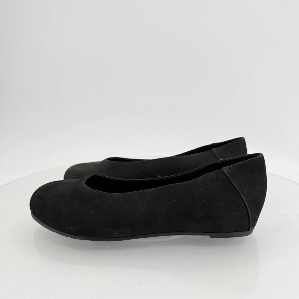 Eileen Fisher Womens Una Hidden Wedge Ballet Flats Sz 6.5 Black Suede Round Toe